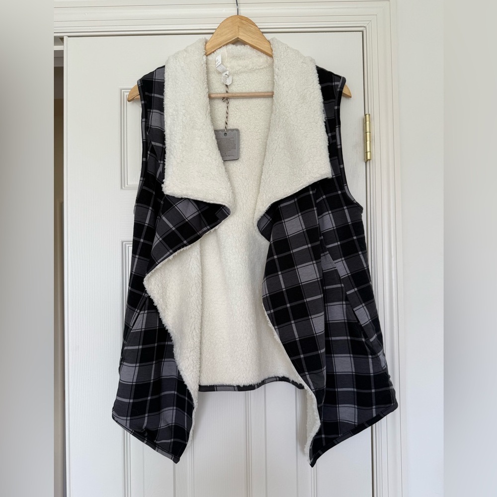 Matilda Jane - Plaid Sleeveless Vest with Sherpa Lining